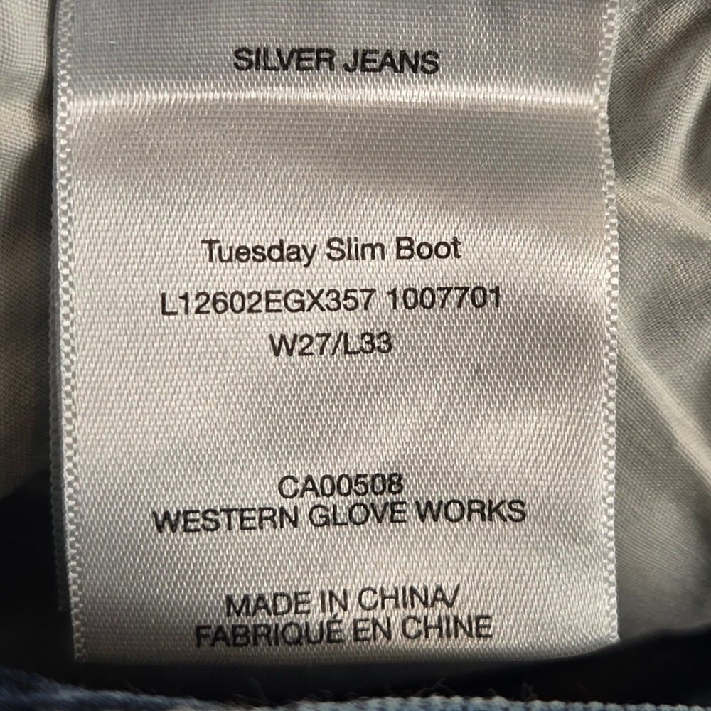 Silver Jeans Tuesday Slim Boot Women W27 L33 Blue Y2K Low Rise Dark Wash - Picture 4 of 16